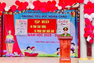Trường tiểu học Nghĩa Châu tổ chức buổi tuyên truyền An toàn giao thông và Phòng cháy chữa cháy